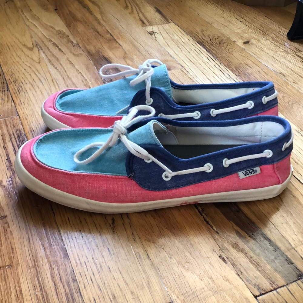 VANS Surf Siders Women's Boat Shoes Aqua Sea/Calypso Coral Canvas Slip-On Size 7